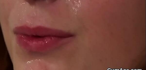  Horny bombshell gets cumshot on her face swallowing all the jizz